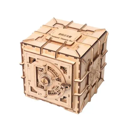 Mécanique 3D Puzzle en Bois Safe Kit Banques Argent en Bois Casse-Tête Jeu Iq marron PT070